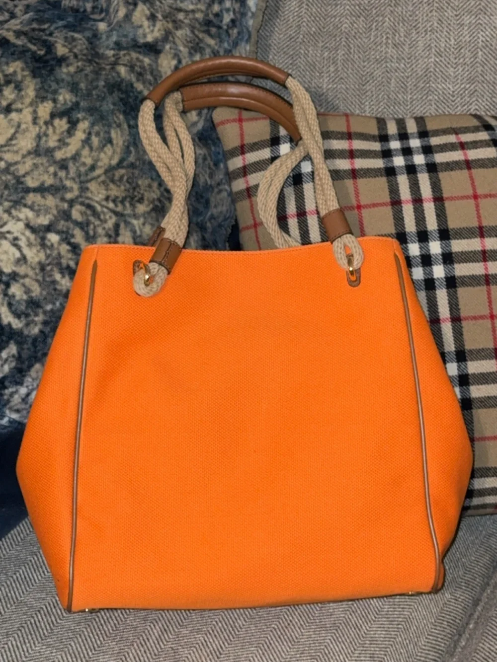 NWT $258 Michael Kors Talia Apricot LG Grab Canvas Tote Purse/Handbag/Authentic - Picture 2 of 8